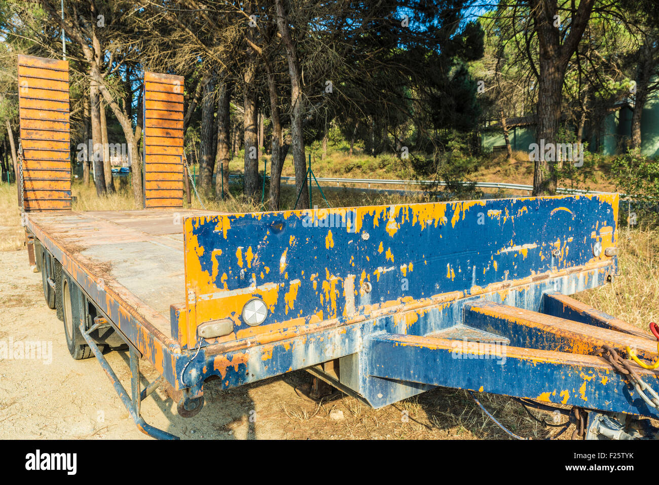 Old trailer parked in Spain Stock Photo Alamy