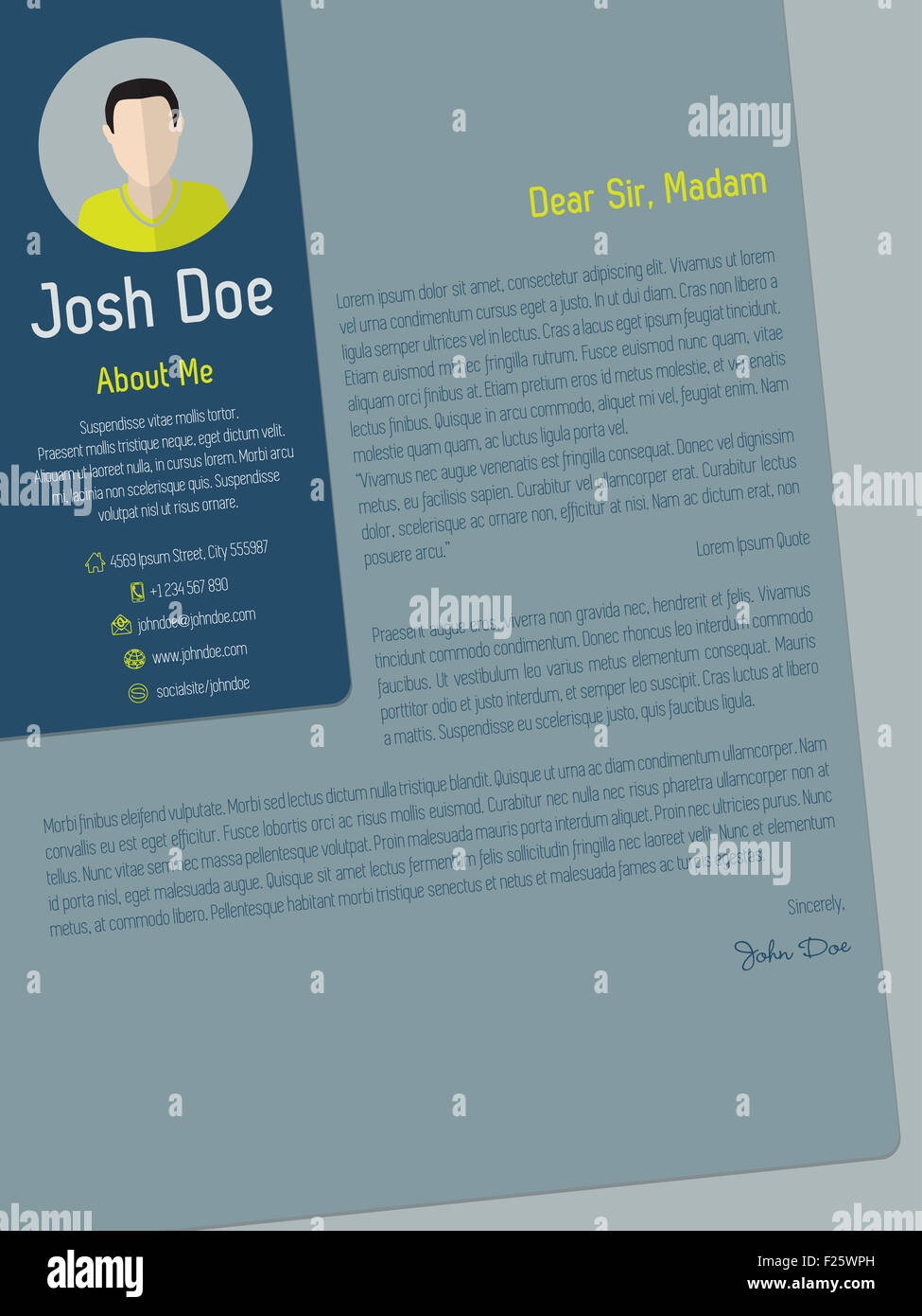 Modern cover letter cv resume template with steps design Stock Photo ...