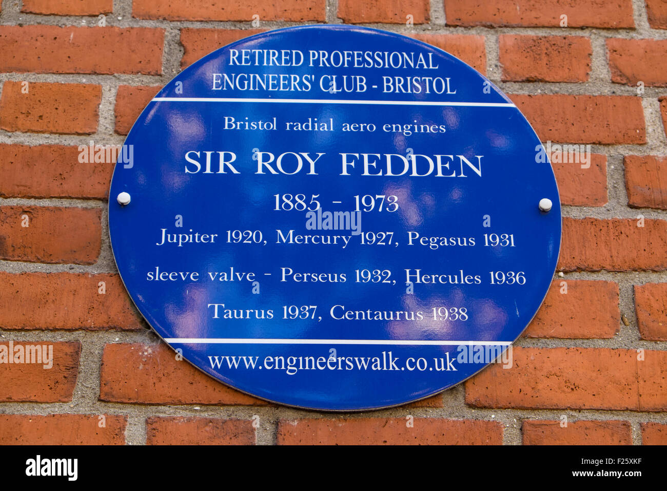The Engineers Walk Blue Plaques in Bristol Sir Roy Fedden Stock Photo