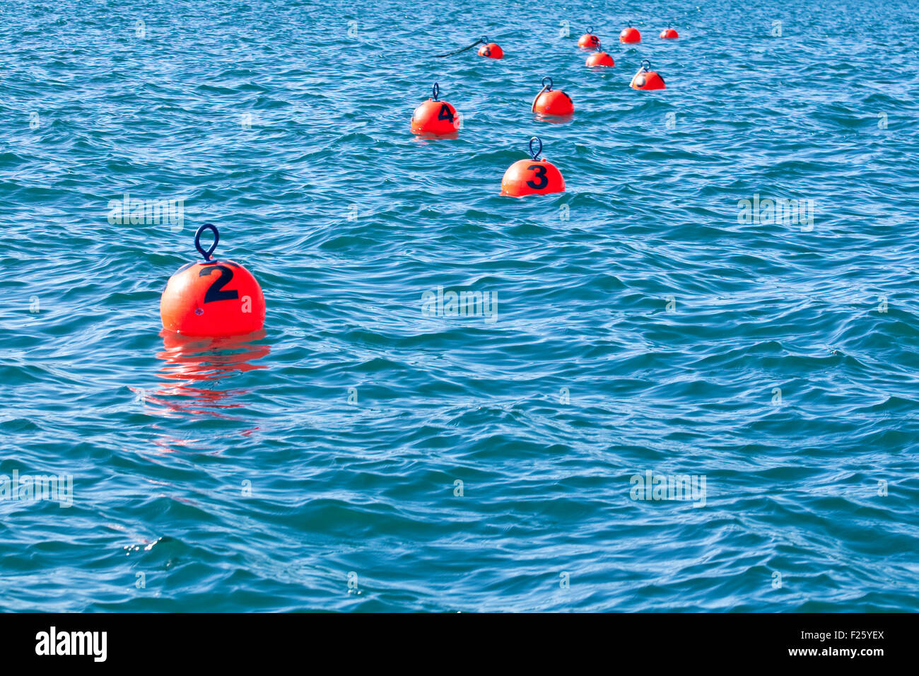Buoy numbered on the sea Stock Photo Alamy