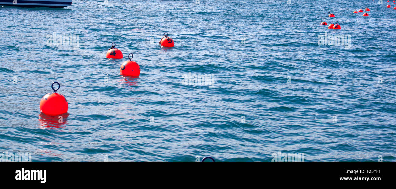 Buoy numbered on the sea Stock Photo Alamy