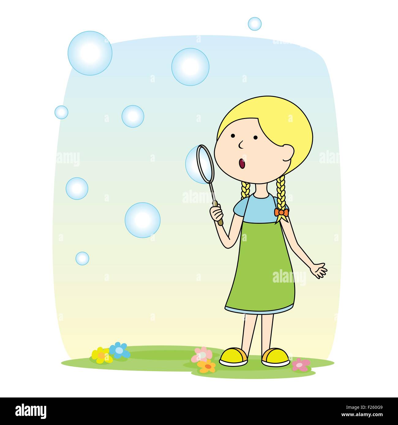 a girl making soap bubbles Stock Vector Image & Art Alamy