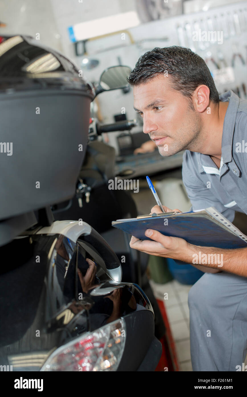 Mechanic testing a car Stock Photo Alamy