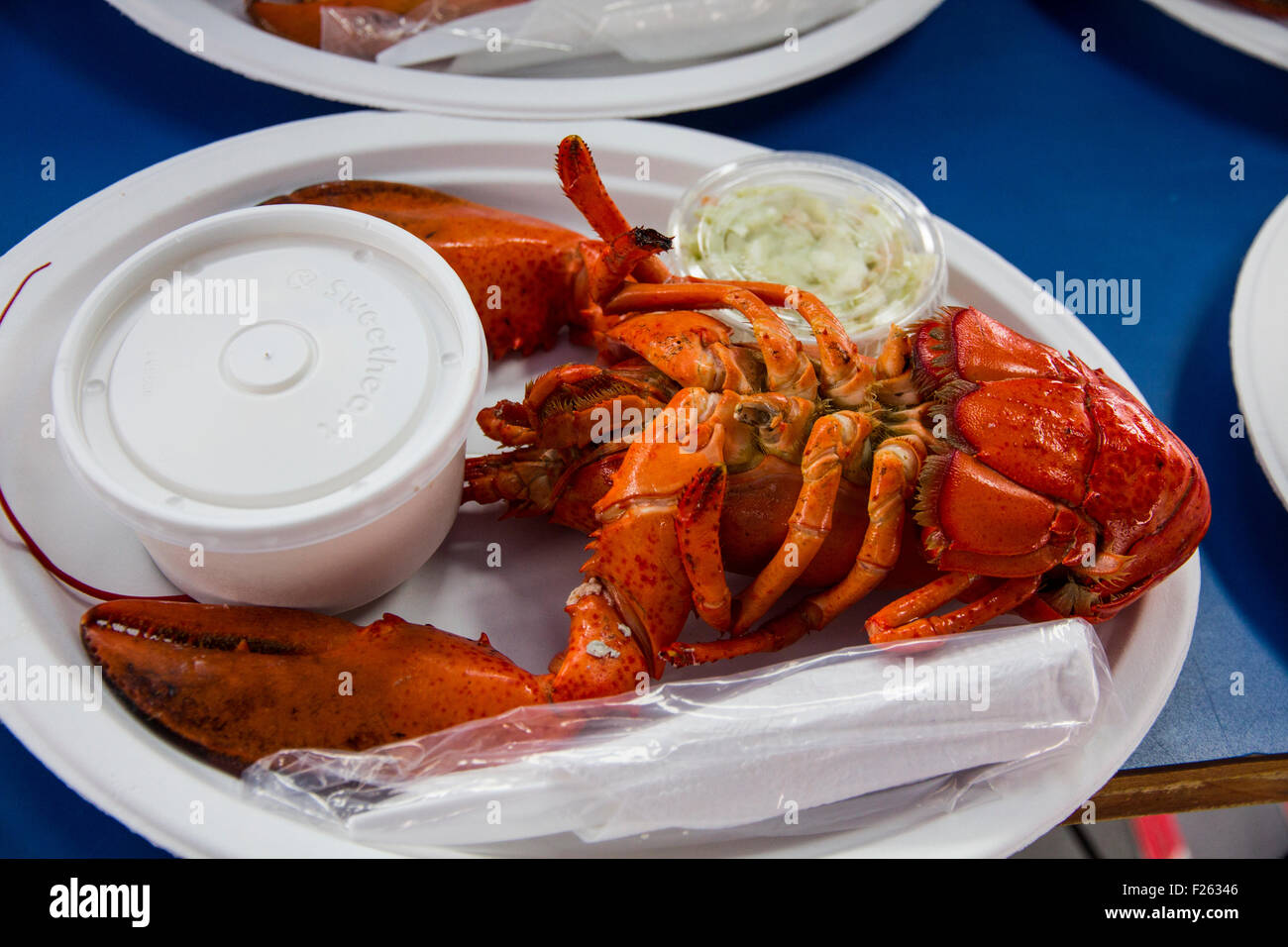 Lobster tails, ready for serving,  Shediac Bay Cruises, Shediac New Brunswick, Canada Stock Photo