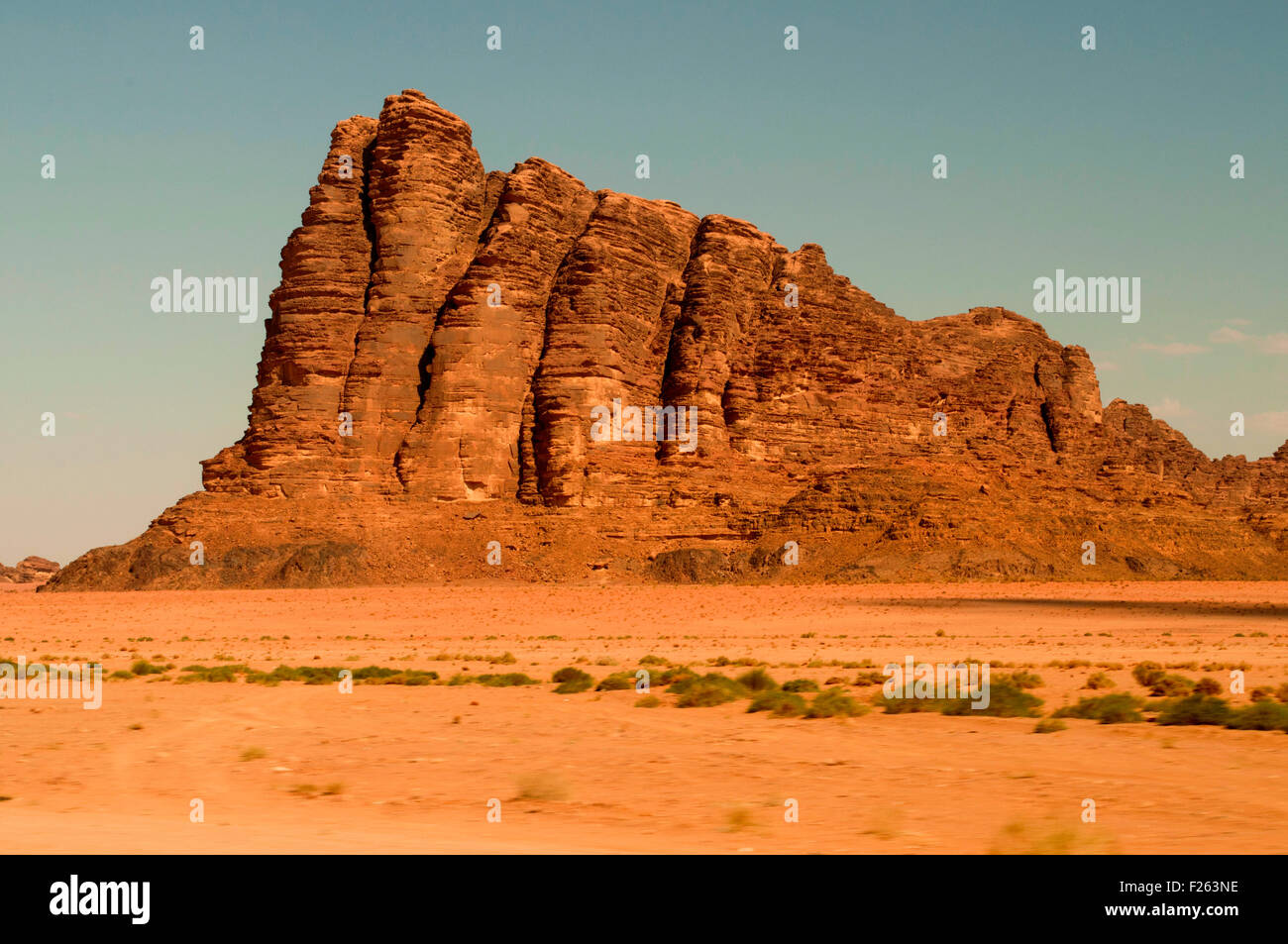 Seven pillars of wisdom at Wadi Rum, Jordan Stock Photo
