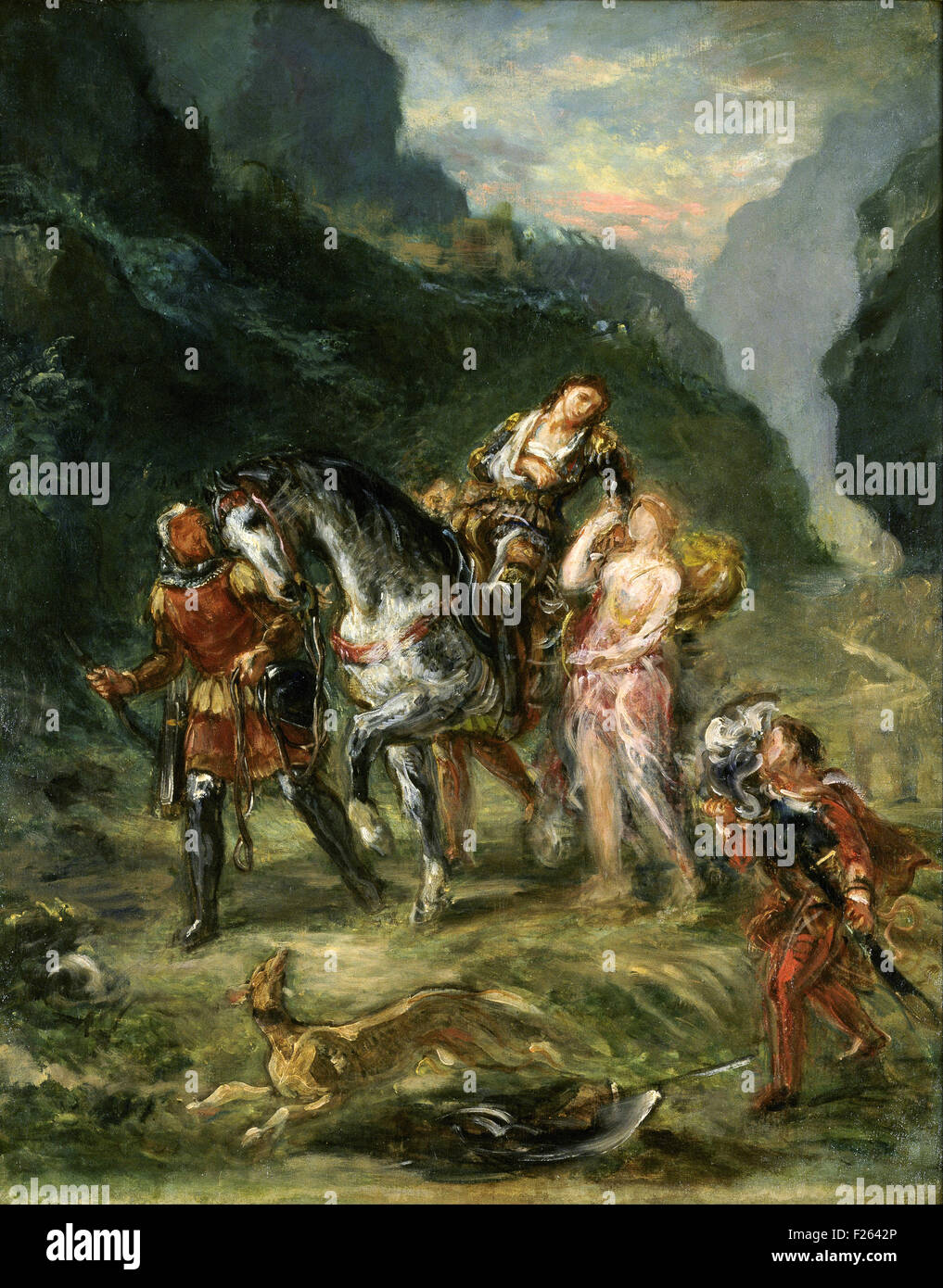Eugène Delacroix - Angelica and the wounded Medor Stock Photo