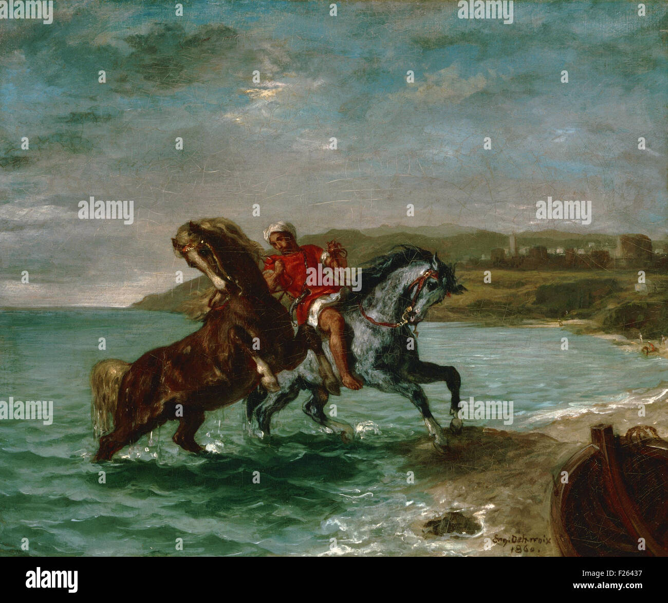 Eugène Delacroix - Chevaux Arabes sortant de la Mer Stock Photo