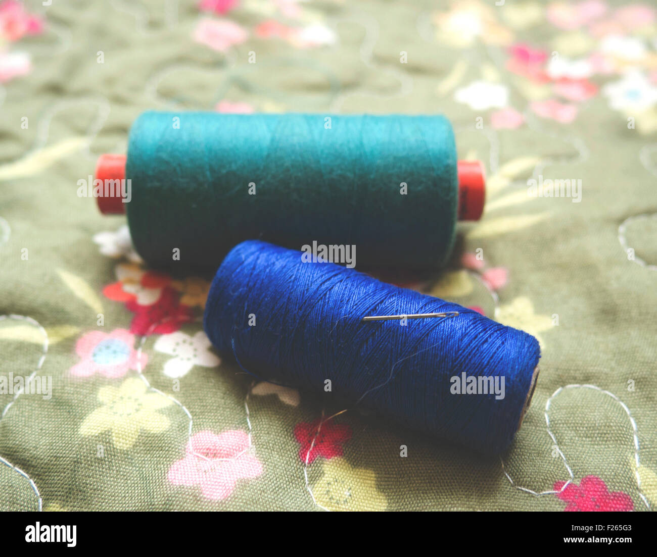 Blue thread Stock Photo
