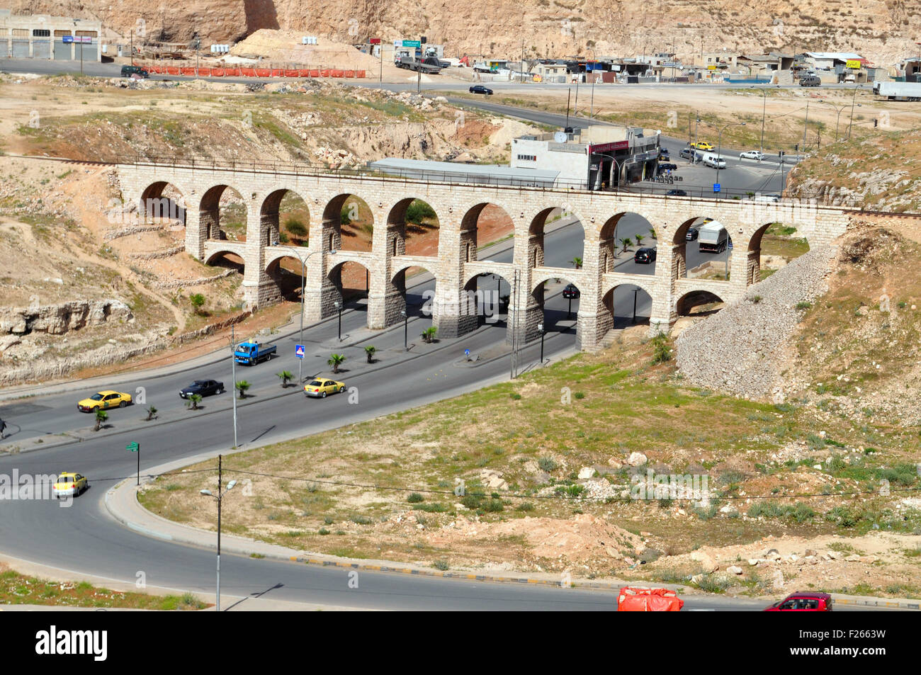 Ottoman railroad bridge in Amman, Jordan Stock Photo