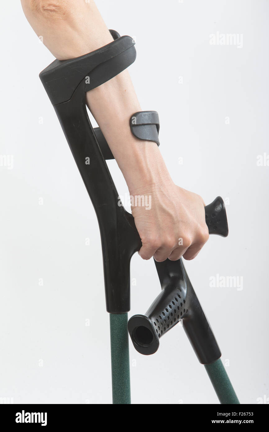 hand on a crutches Stock Photo Alamy