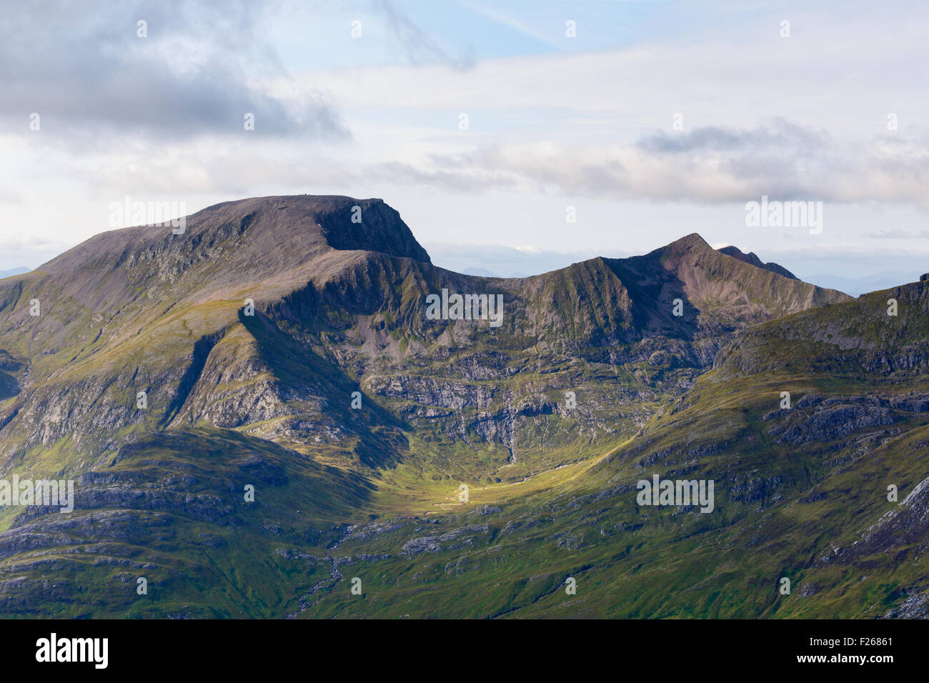 The southern slopes of Ben Nevis and Carn Mor Dearg from Binnein Mor Stock Photo