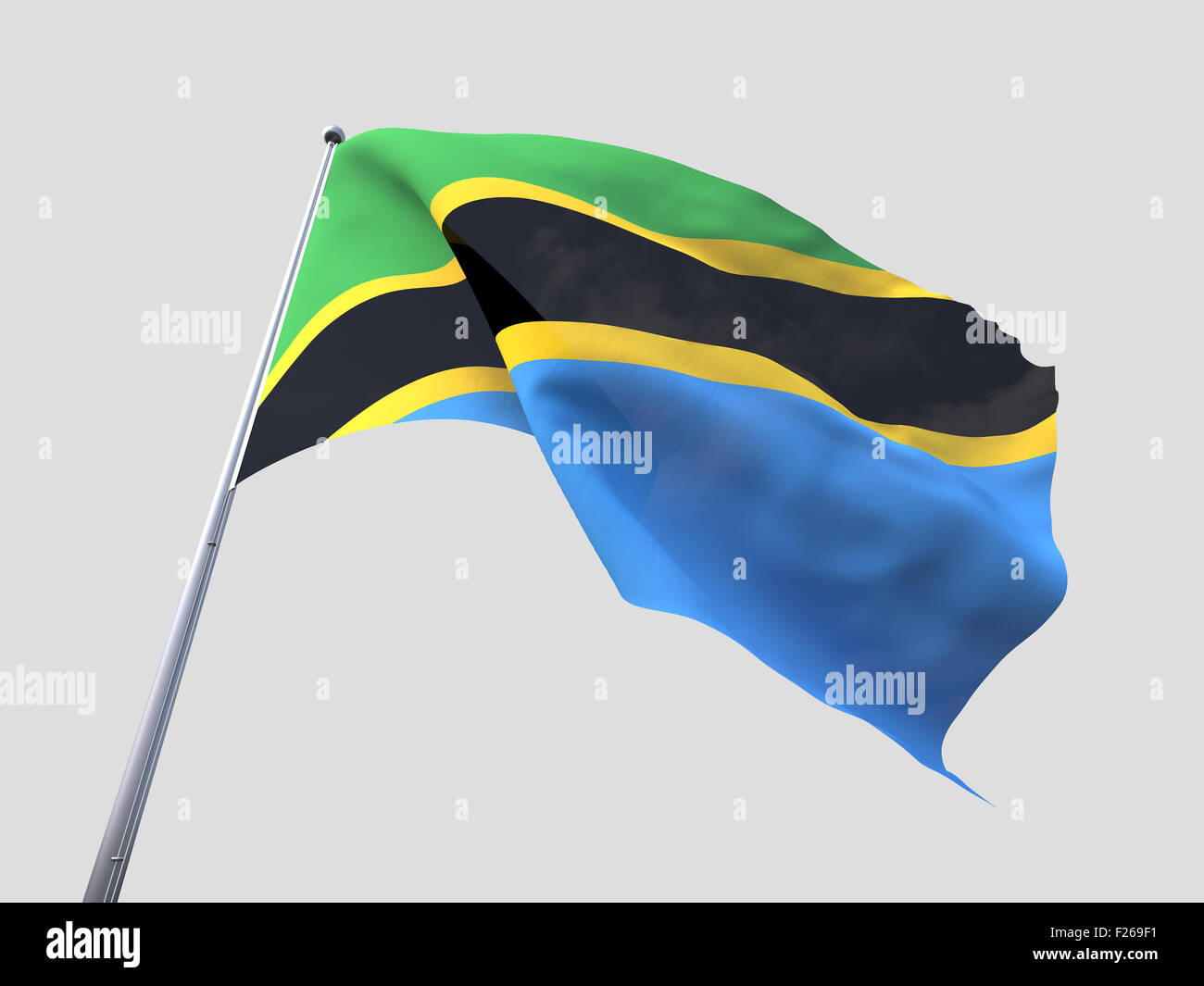 Tanzania flying flag isolate on white background Stock Photo - Alamy