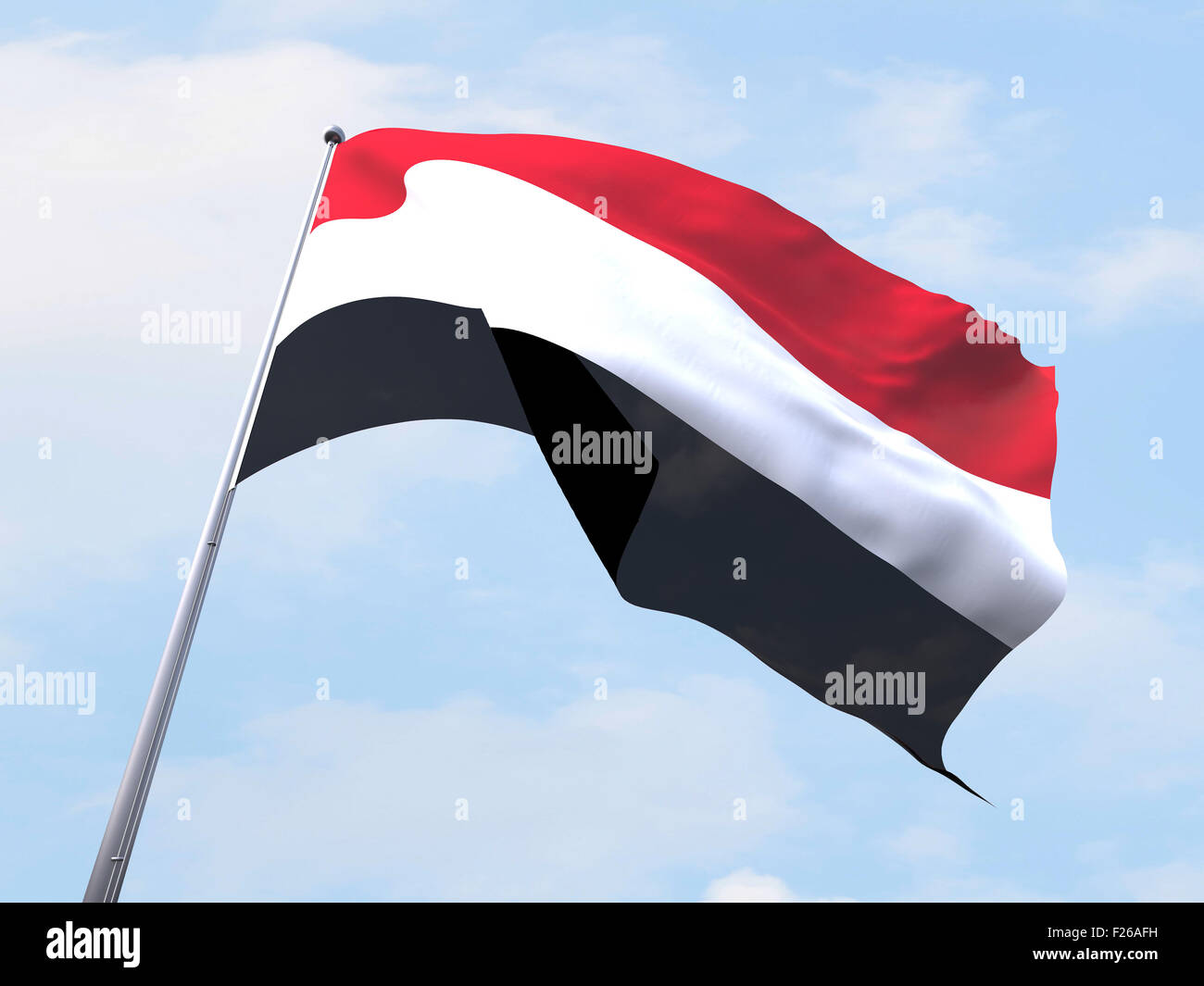 Yemen flying flag isolate on white background Stock Photo - Alamy