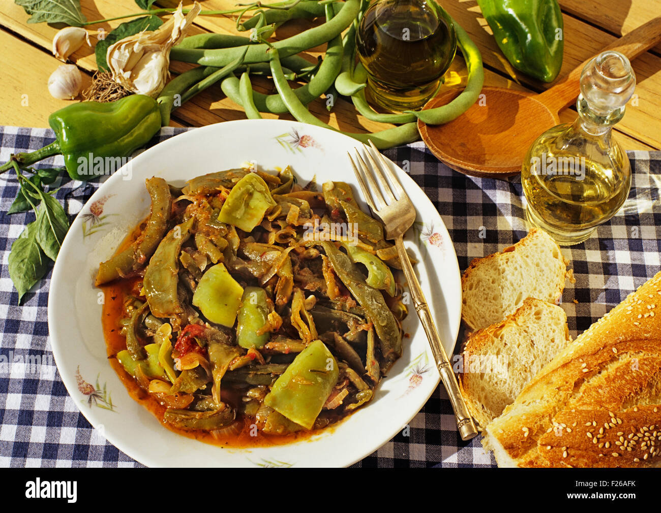 Vegetables cooked in olive oil a typical Greek dish Stock Photo Alamy