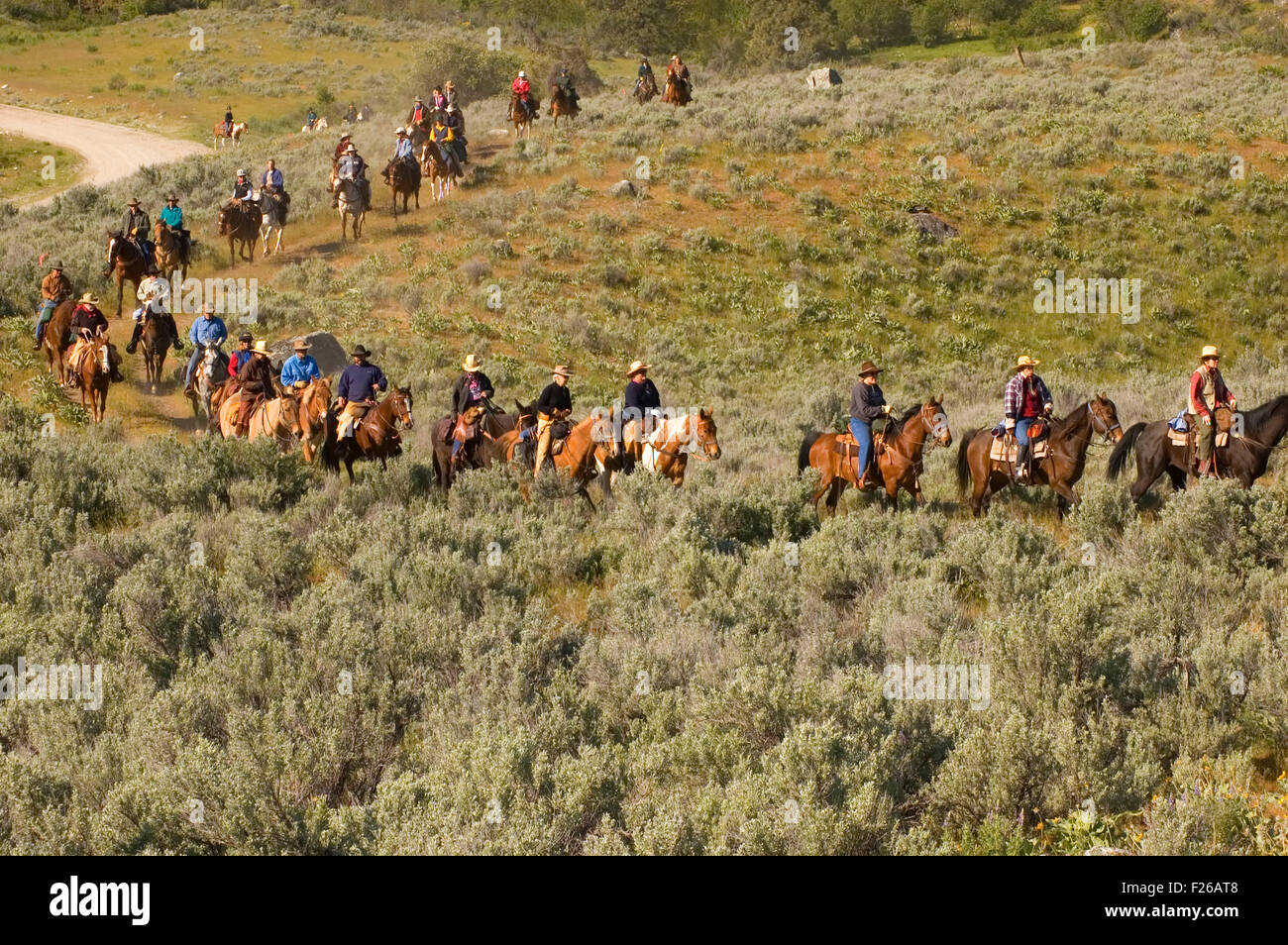 Ride to Rendezvous horse riders, Okanogan County, Washington Stock Photo
