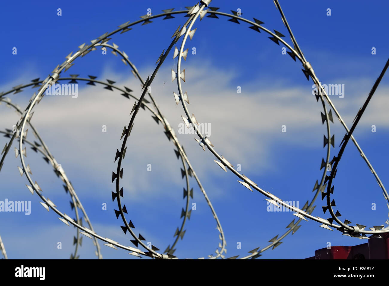 Barbed wire against the blue sky Stock Photo - Alamy