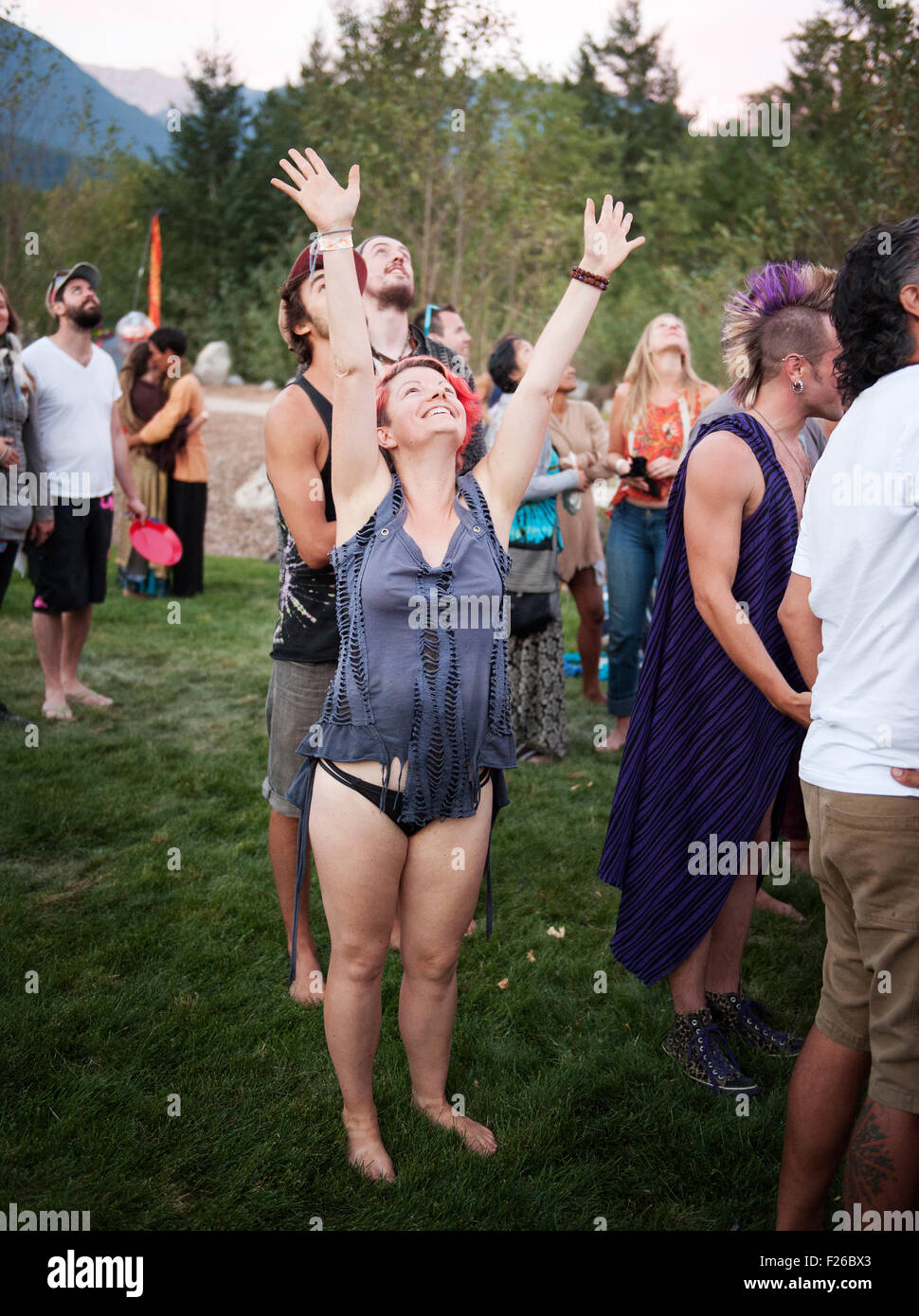 Blessed Coast Yoga Festival, and counter culture hippy festival.   Squamish BC, Canada Stock Photo
