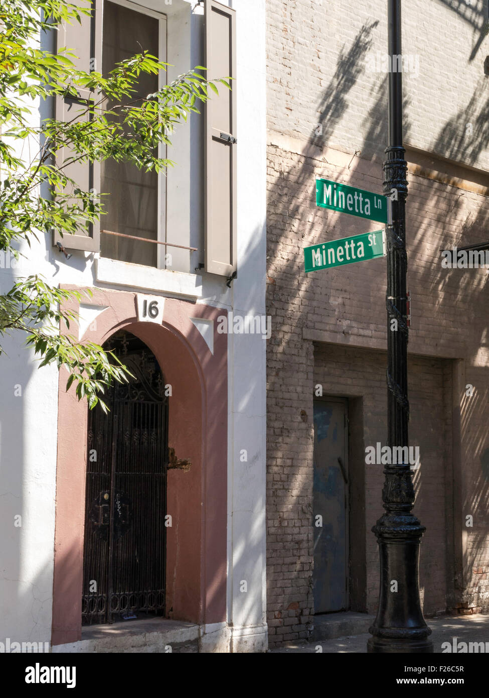 Corner of Minetta Street and Minetta Lane, NYC Stock Photo - Alamy