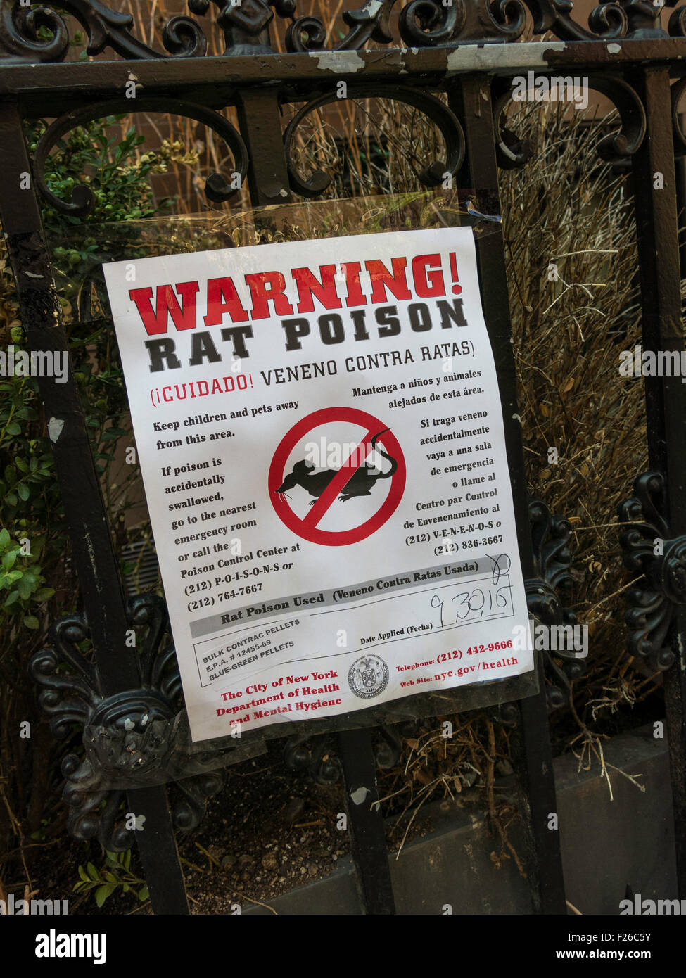 Warning! Rat Poison Sign Stock Photo