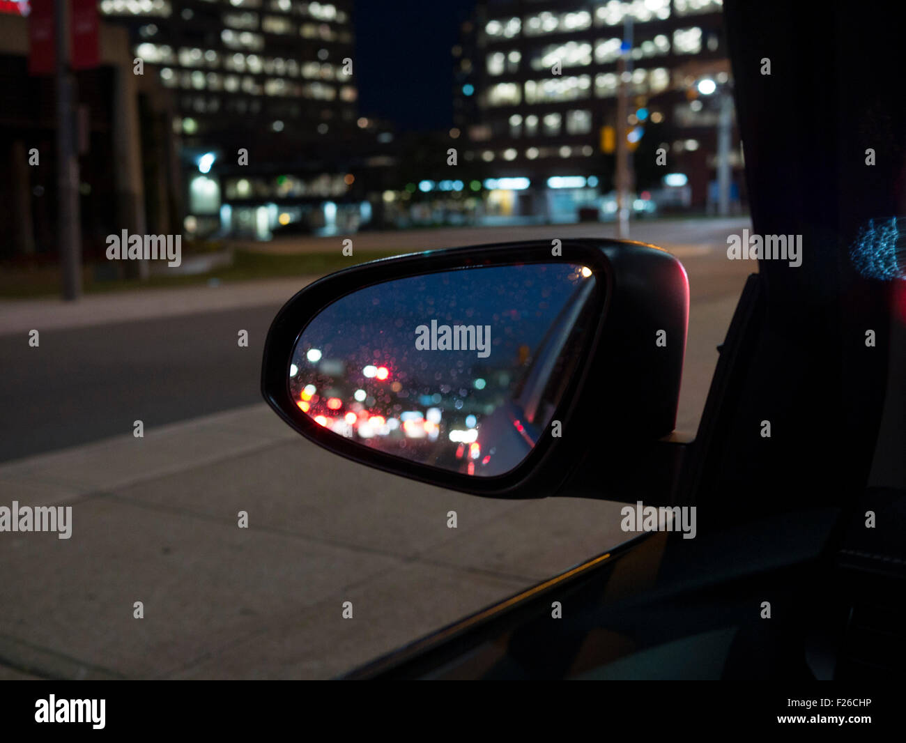 Blurred vision of a drunk driver during night drive in a city Stock