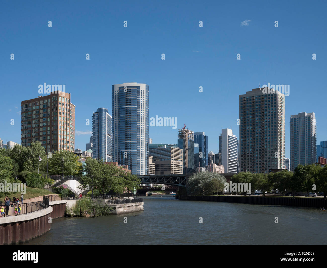 View of Chicago skyline from Chicago river Stock Photo - Alamy