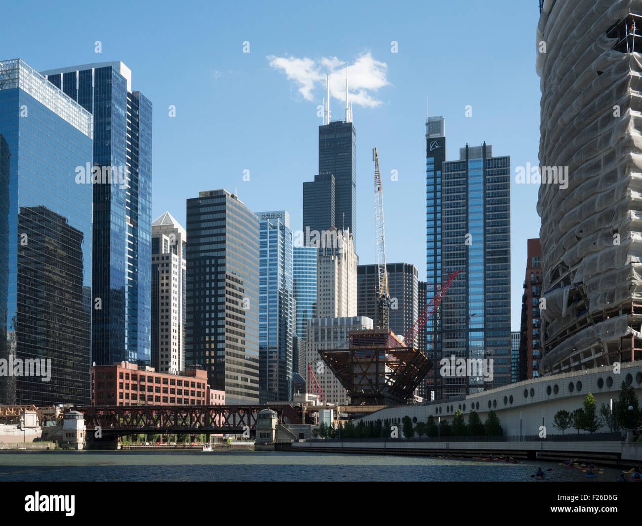 View of Chicago skyline from Chicago river Stock Photo - Alamy