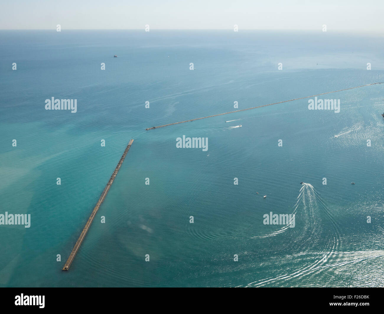 Aerial view of Lake Michigan from John Hancock Center, Chicago IL Stock Photo