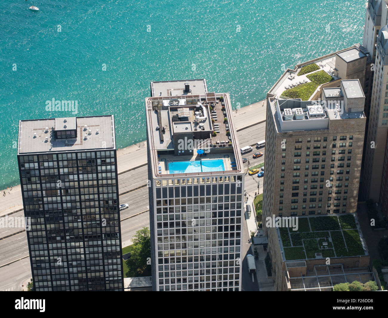 Aerial view of Lake Michigan and skyscraper, Chicago IL Stock Photo - Alamy