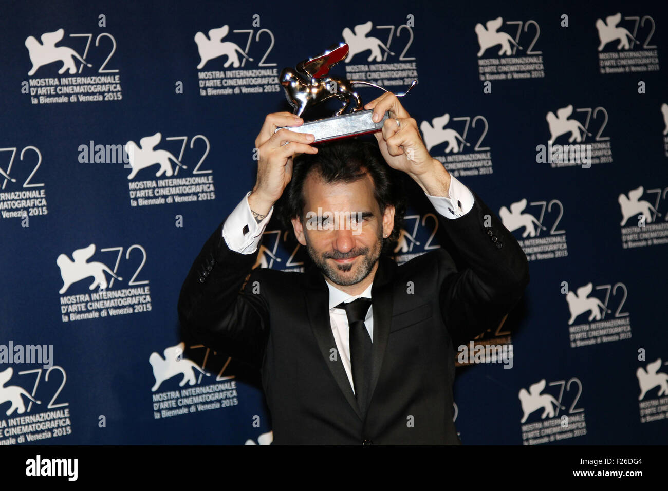 Venice, Italy . 12th Sep, 2015. Silver Lion for the Best Director to Pablo Trapero for the film The Clan poses at the photocall for the winners of the of the 72nd Venice Film Festival on 12 September, 2015 in Venice Credit:  Andrea Spinelli/Alamy Live News Stock Photo