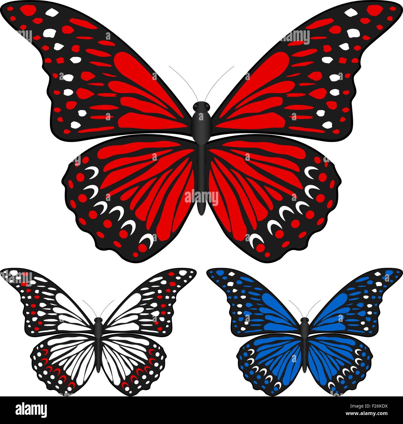 Butterfly set isolated on white background, Vector illustration Stock ...