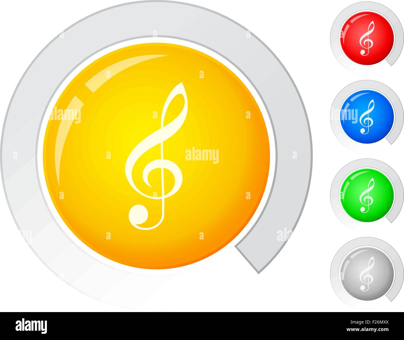Circle buttons with music. Vector illustration. Stock Vector