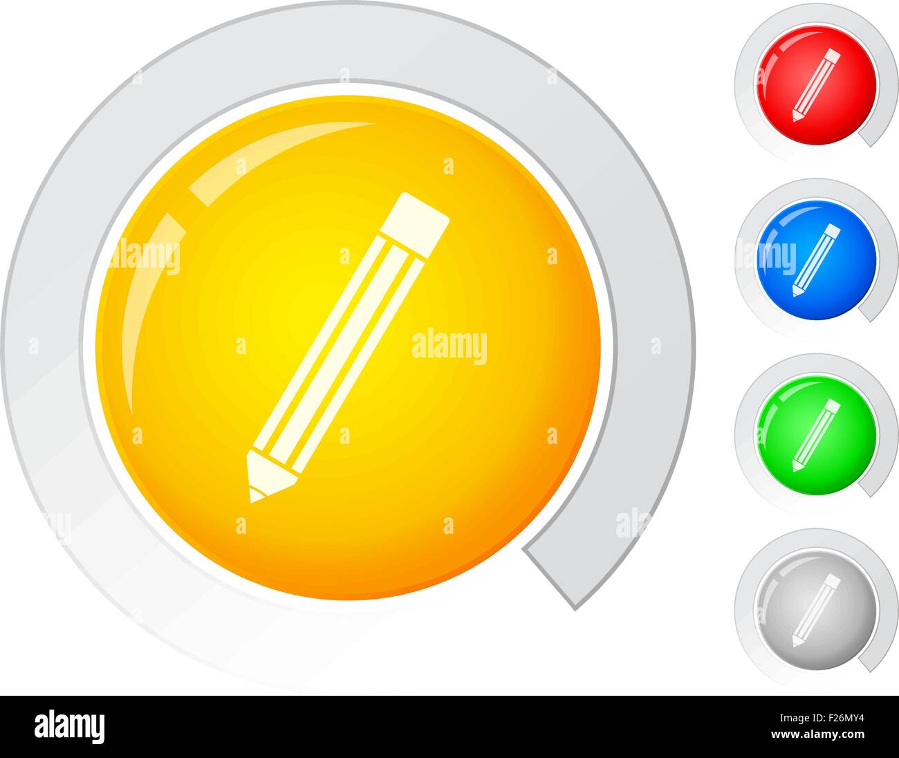 Circle buttons with pencil. Vector illustration Stock Vector Image ...