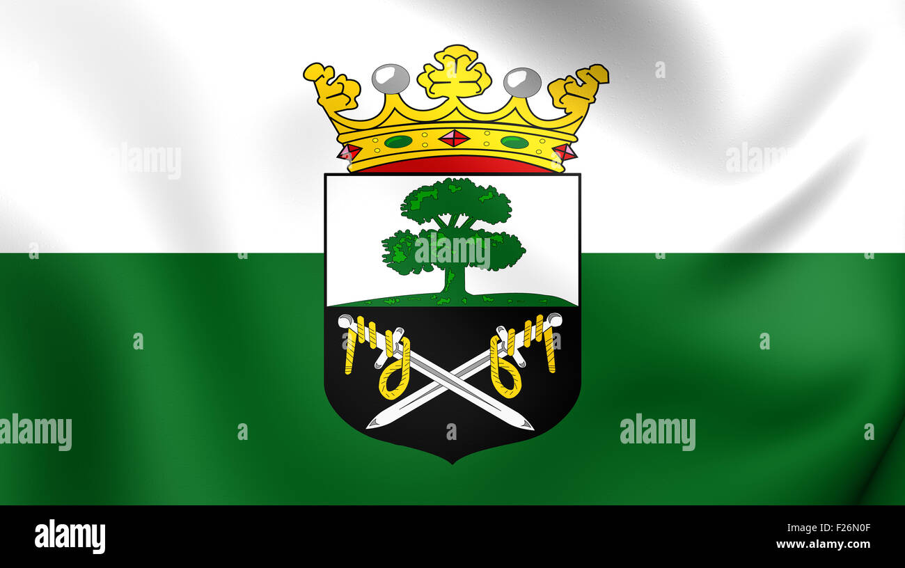 3D Flag of Aalten, Netherlands. Close Up. Stock Photo