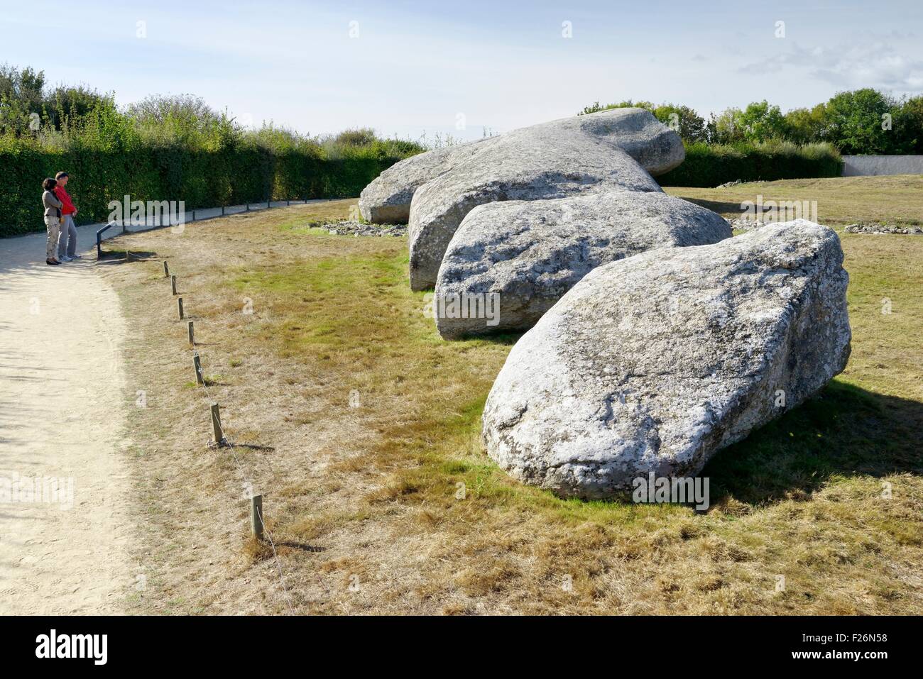 The Grand Menhir Brise or Broken Menhir of Er Grah. Neolithic monolith. Locmariaquer, Brittany, France. 4700 BC. 20.6 metres Stock Photo