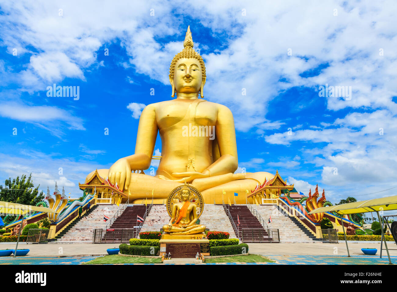 The Biggest Seated Buddha statue at Wat Muang Ang Thong province Thailand Stock Photo