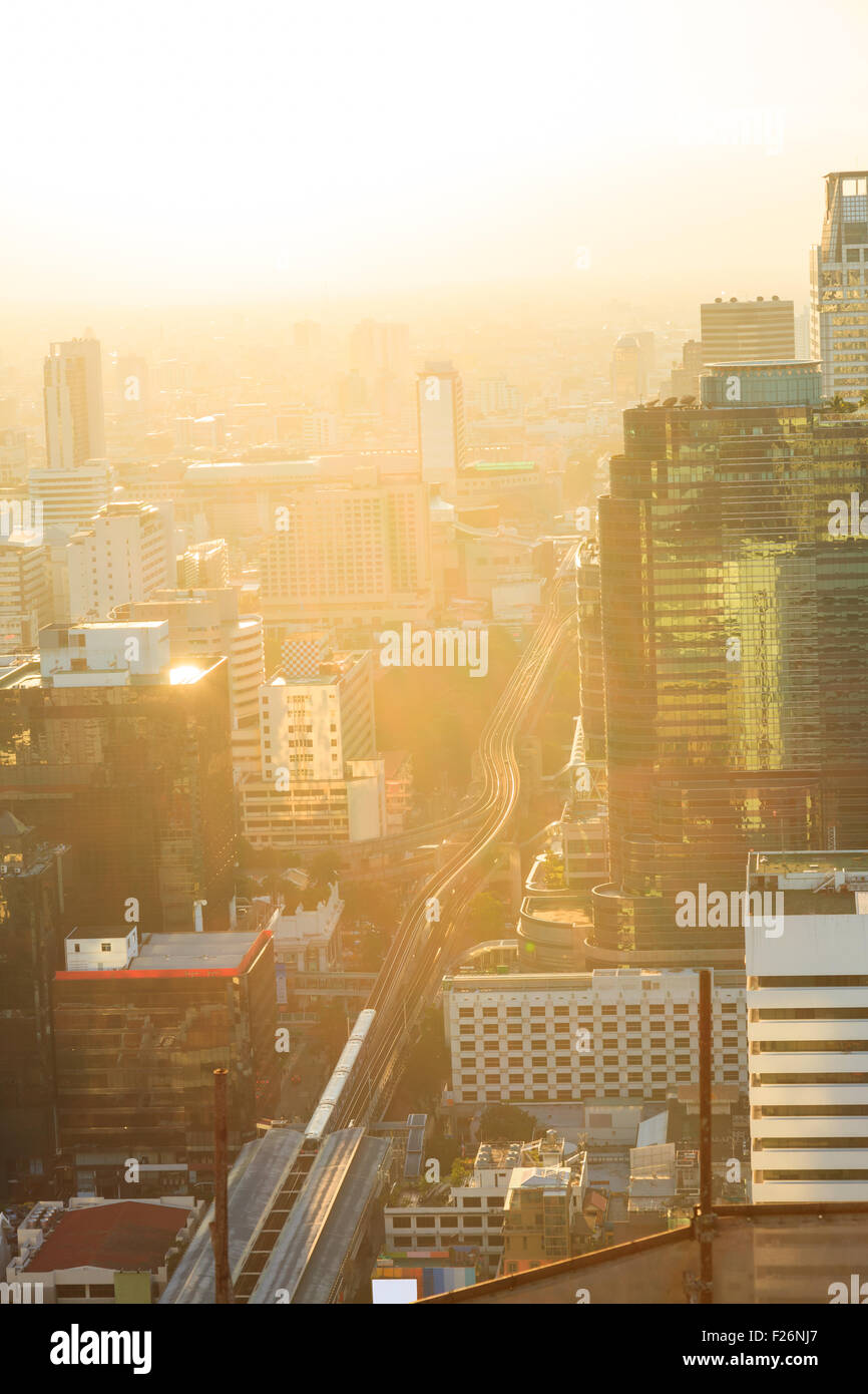 Aerial view of bangkok skylines in the evening Stock Photo