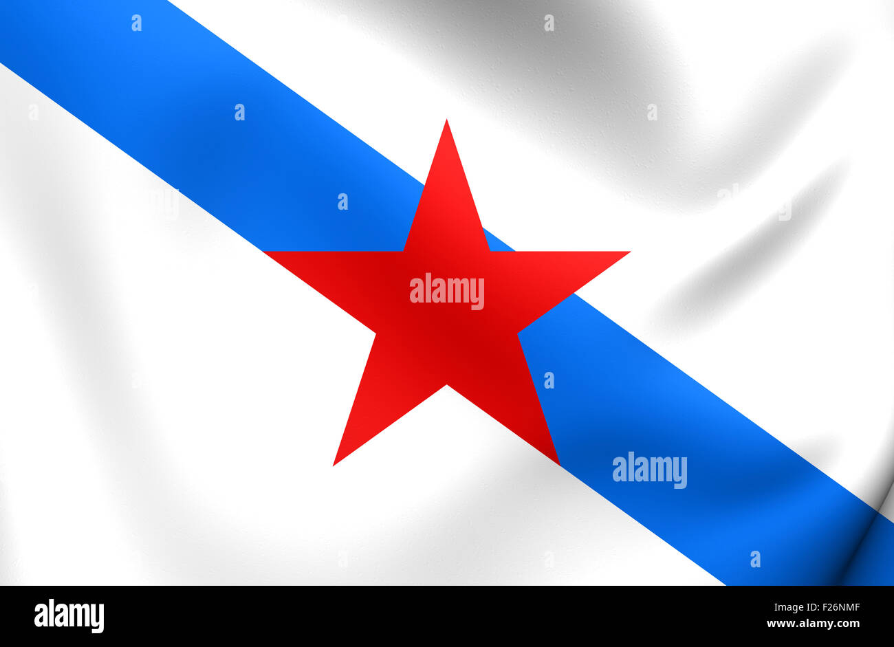 Socialist Nationalist Galician Flag. Close Up. Stock Photo