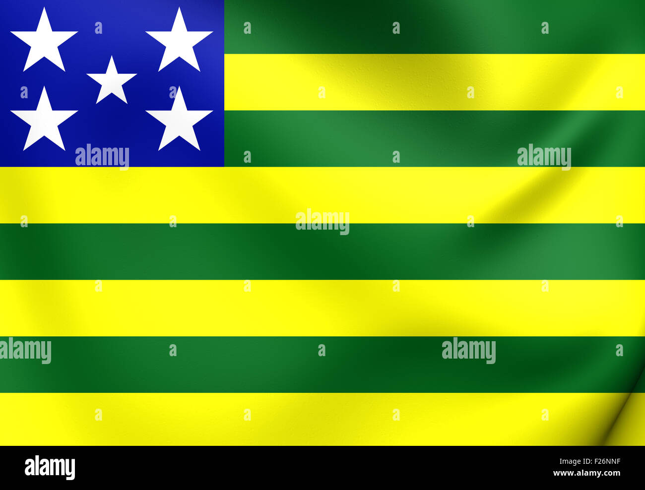 3D Flag of Goias State, Brazil. Close Up. Stock Photo