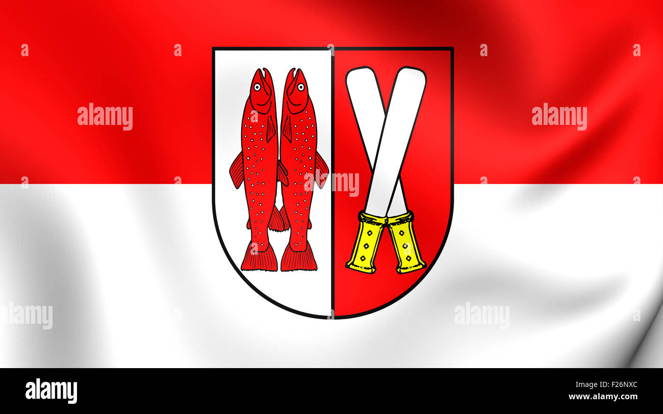 3D Flag of Harz District, Germany. Close Up. Stock Photo