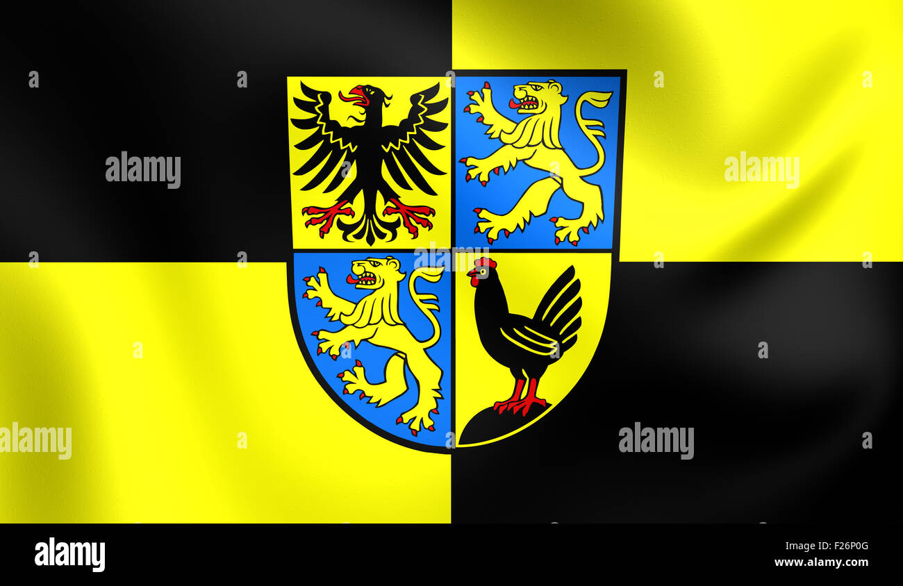 3D Flag of Ilm-Kreis, Germany. Close Up. Stock Photo