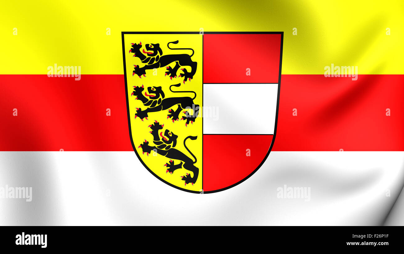 3D Flag of Carinthia, Austria. Close Up. Stock Photo
