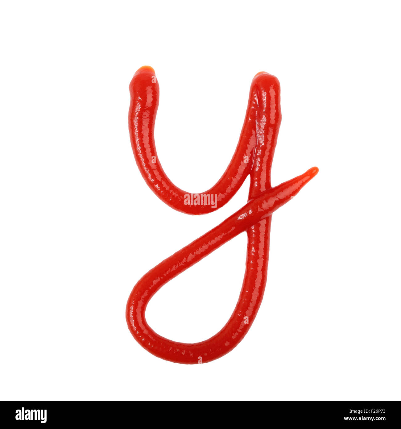 Ketchup Small Letter Y Stock Photo