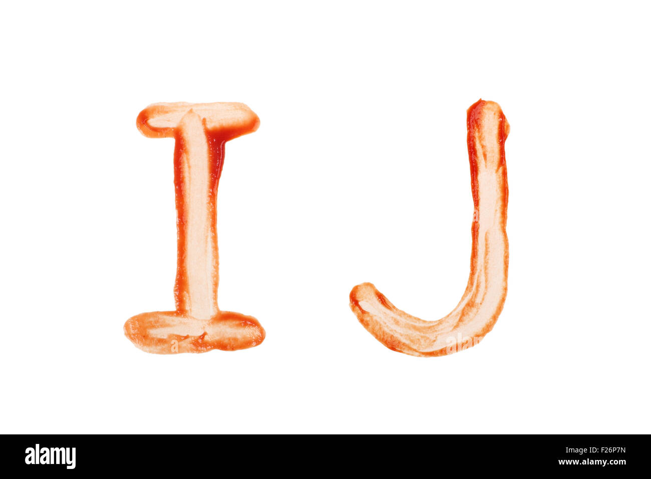 Ketchup Letter I and J Stock Photo