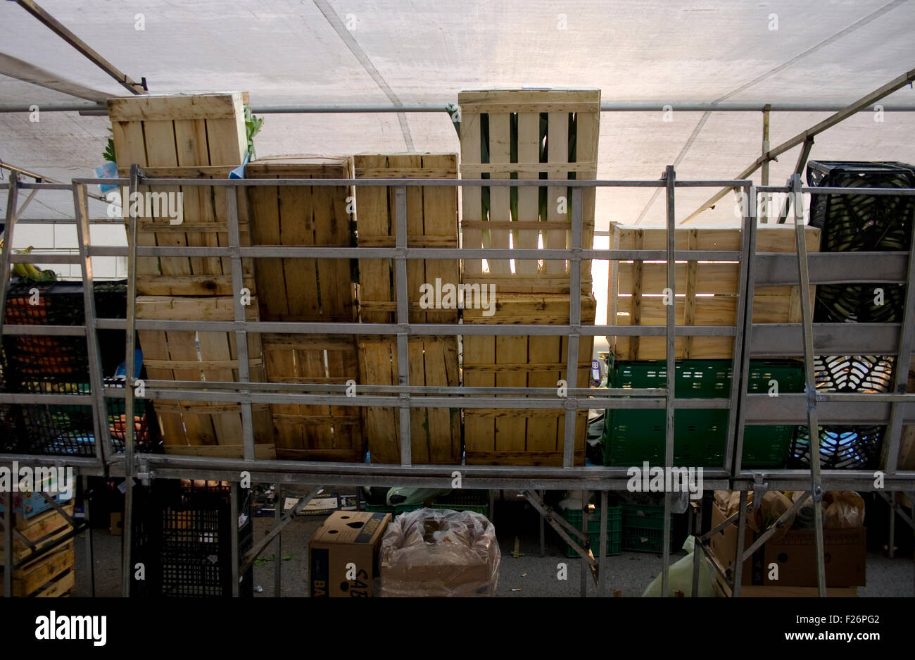 Boxes for storage of fruits in a vegetable market Stock Photo Alamy