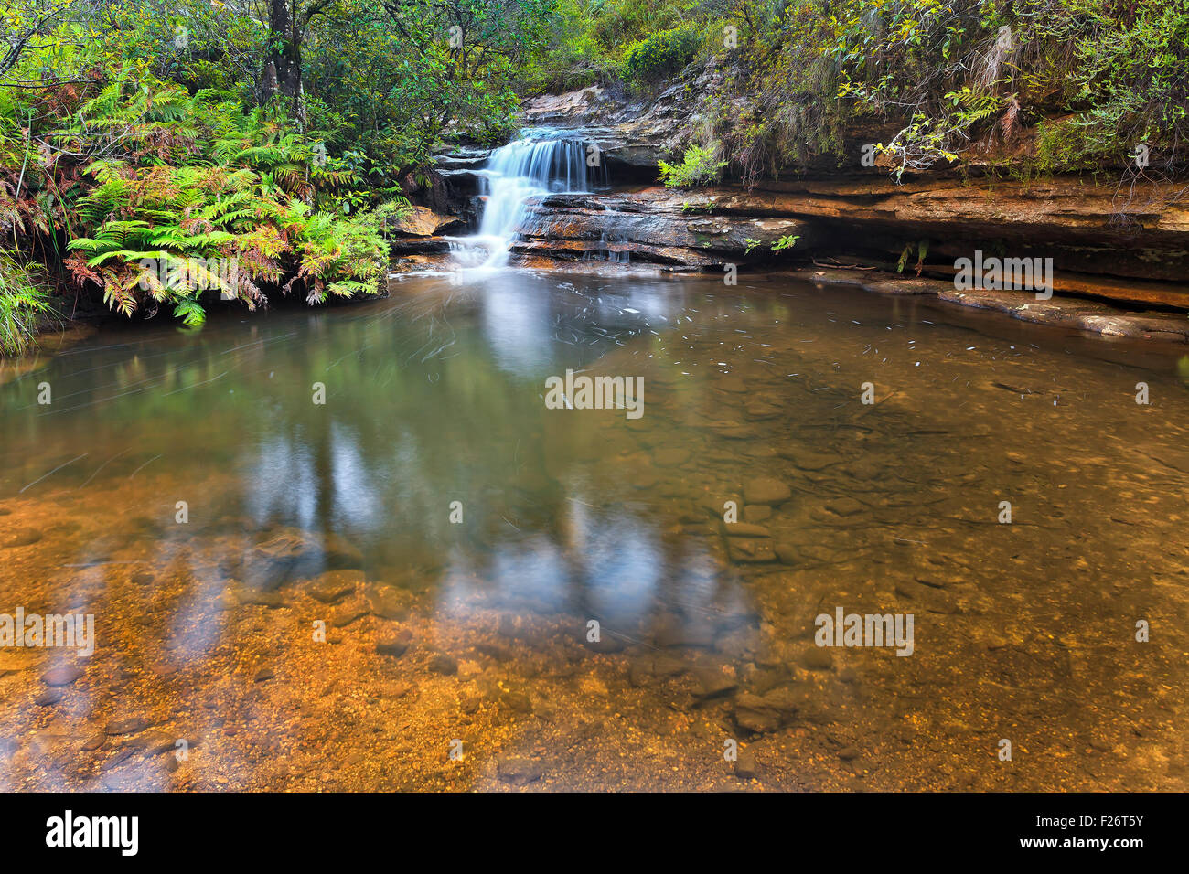 small pristine transparent waterfall near horseshoe in Blackheath