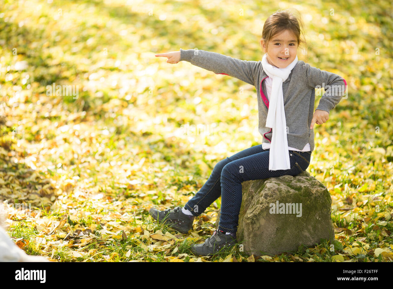 Little girl at the autumn park Stock Photo - Alamy