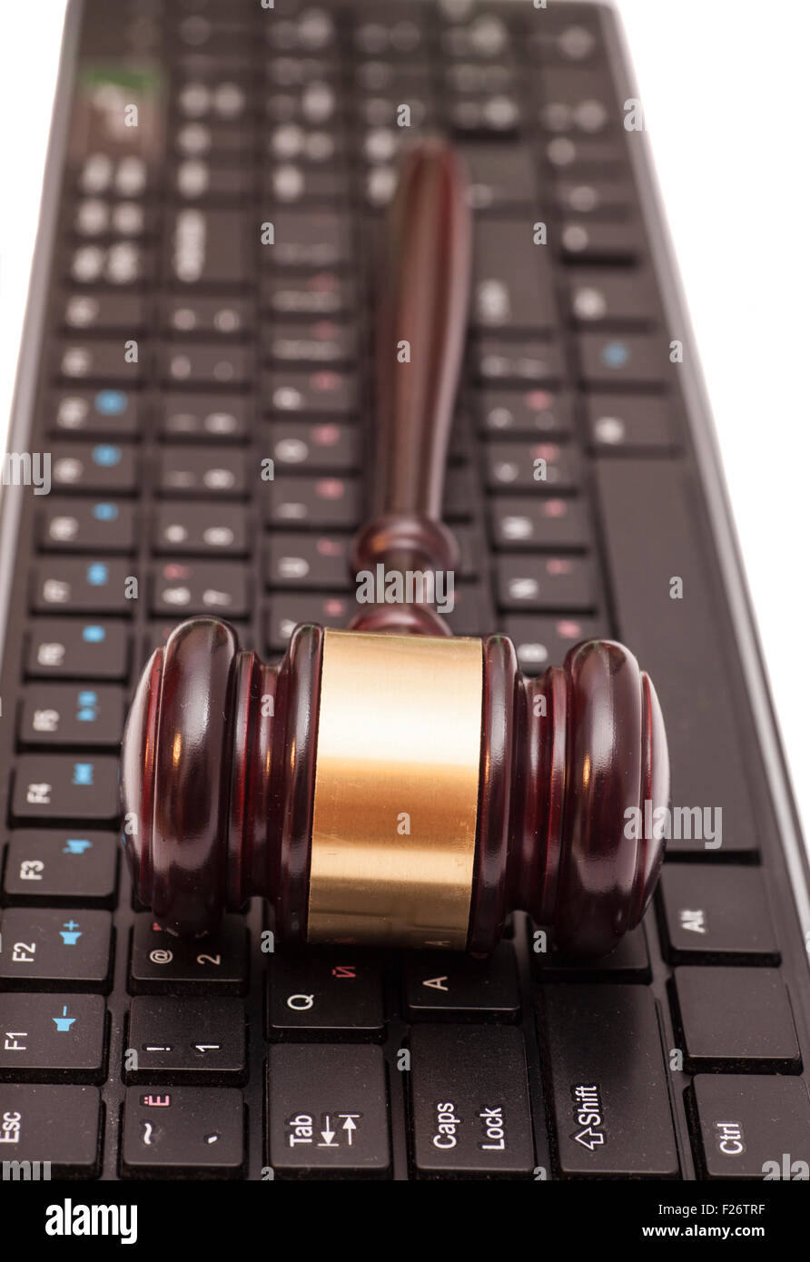 Gavel on computer keyboard Stock Photo - Alamy