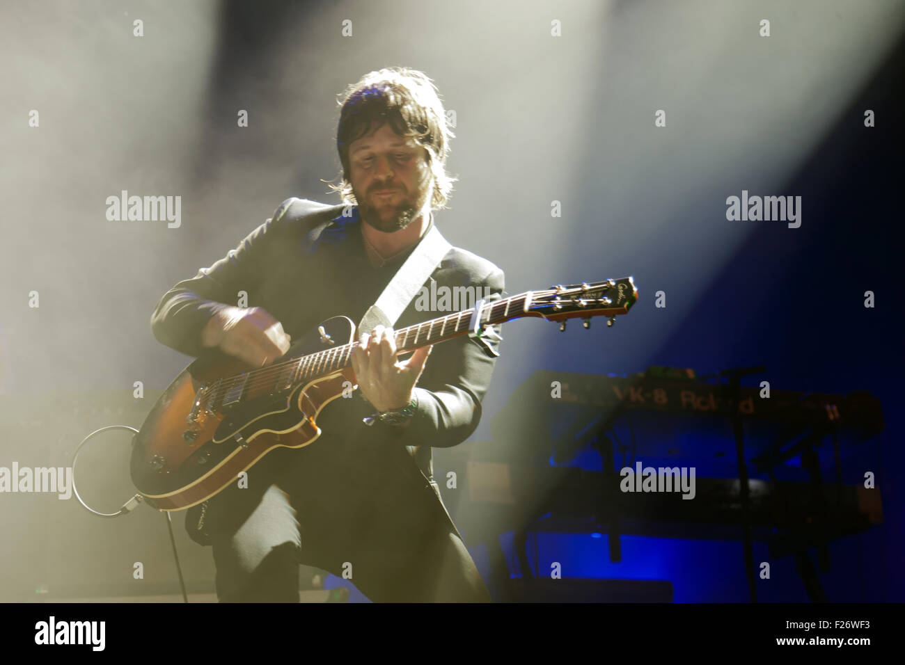 Mark Potter, guitarist with Elbow, on the main stage during their