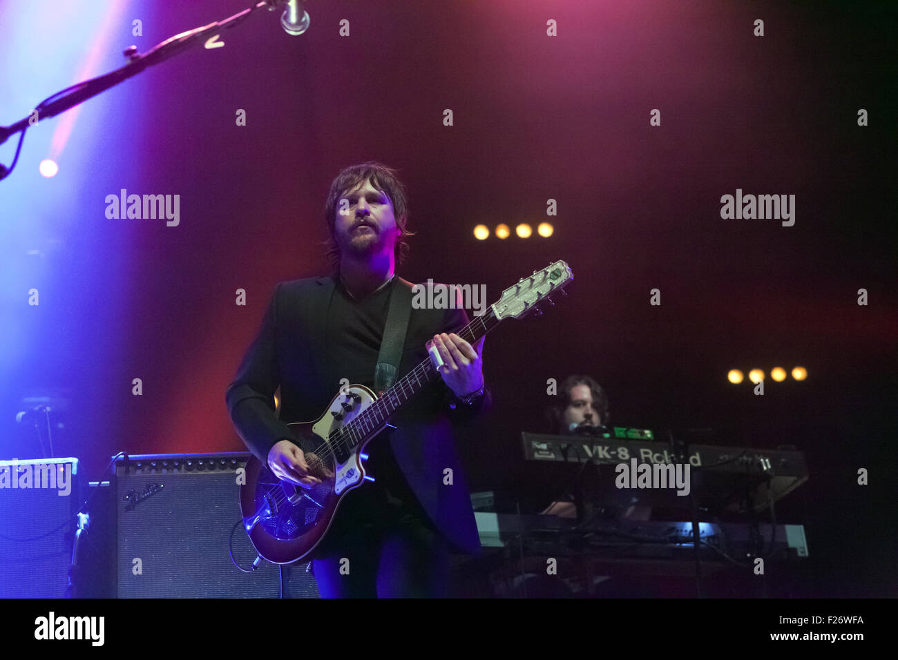 Mark Potter, guitarist with Elbow, on the main stage during their