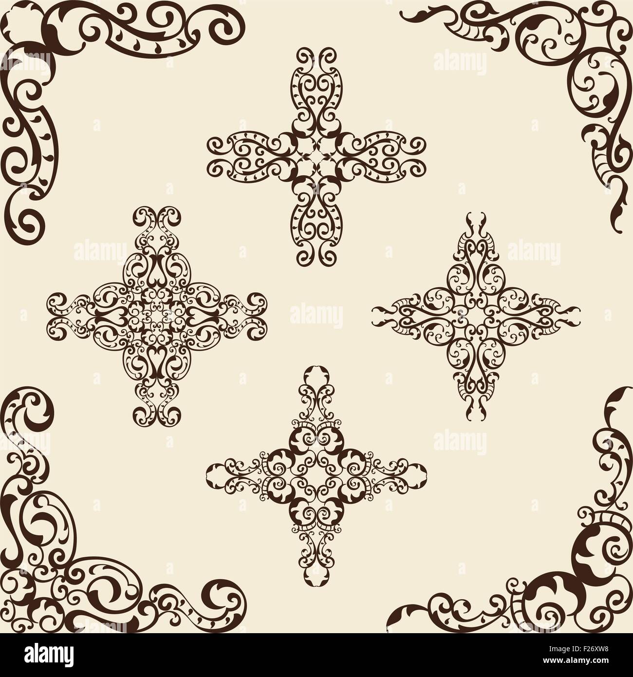 Victorian set of corner elements on beige Stock Vector Image & Art - Alamy